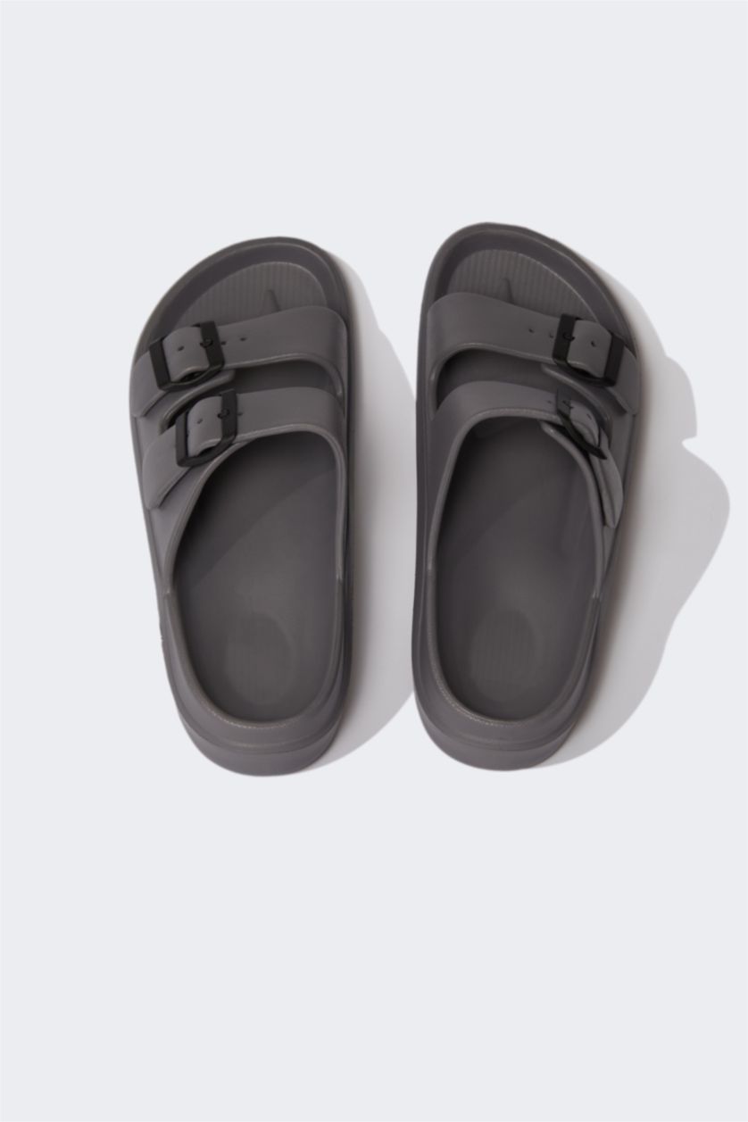 MAN Anthracite Man Flat Sole Double Banded Eva Slippers