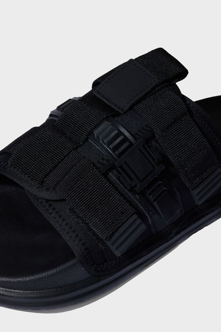 رجال أسود شبشب رجالي بكعب مسطح بشريط مفرد