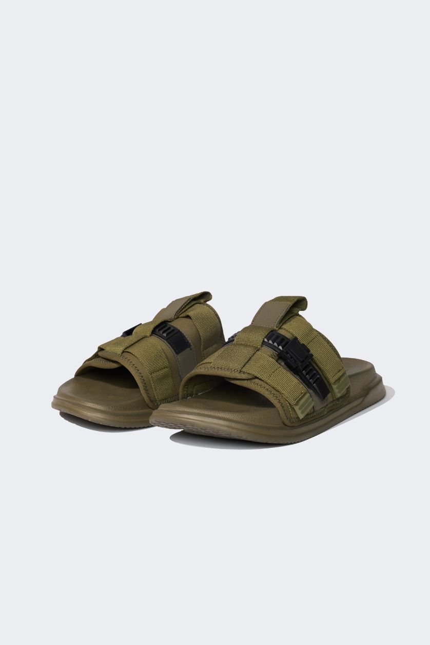 MAN Khaki Man Flat Sole Single Band Slippers