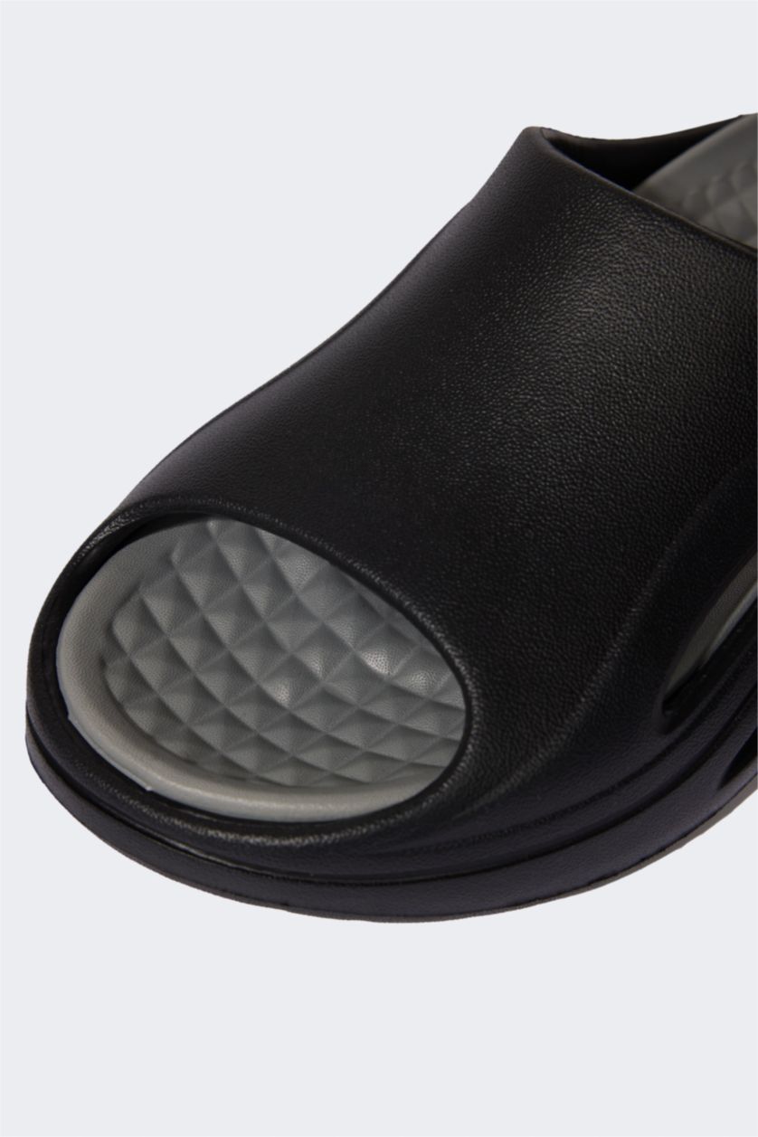 Man Black Man Flat Sole Eva Slippers