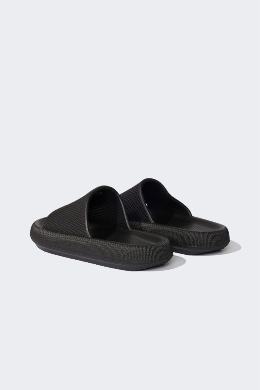 MAN Black Man Flat Sole Single Banded Eva Slippers