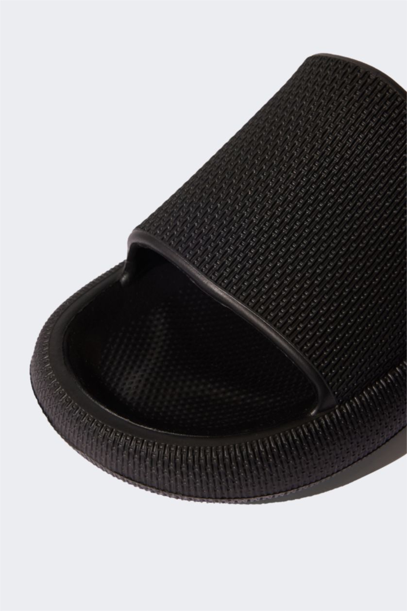MAN Black Man Flat Sole Single Banded Eva Slippers
