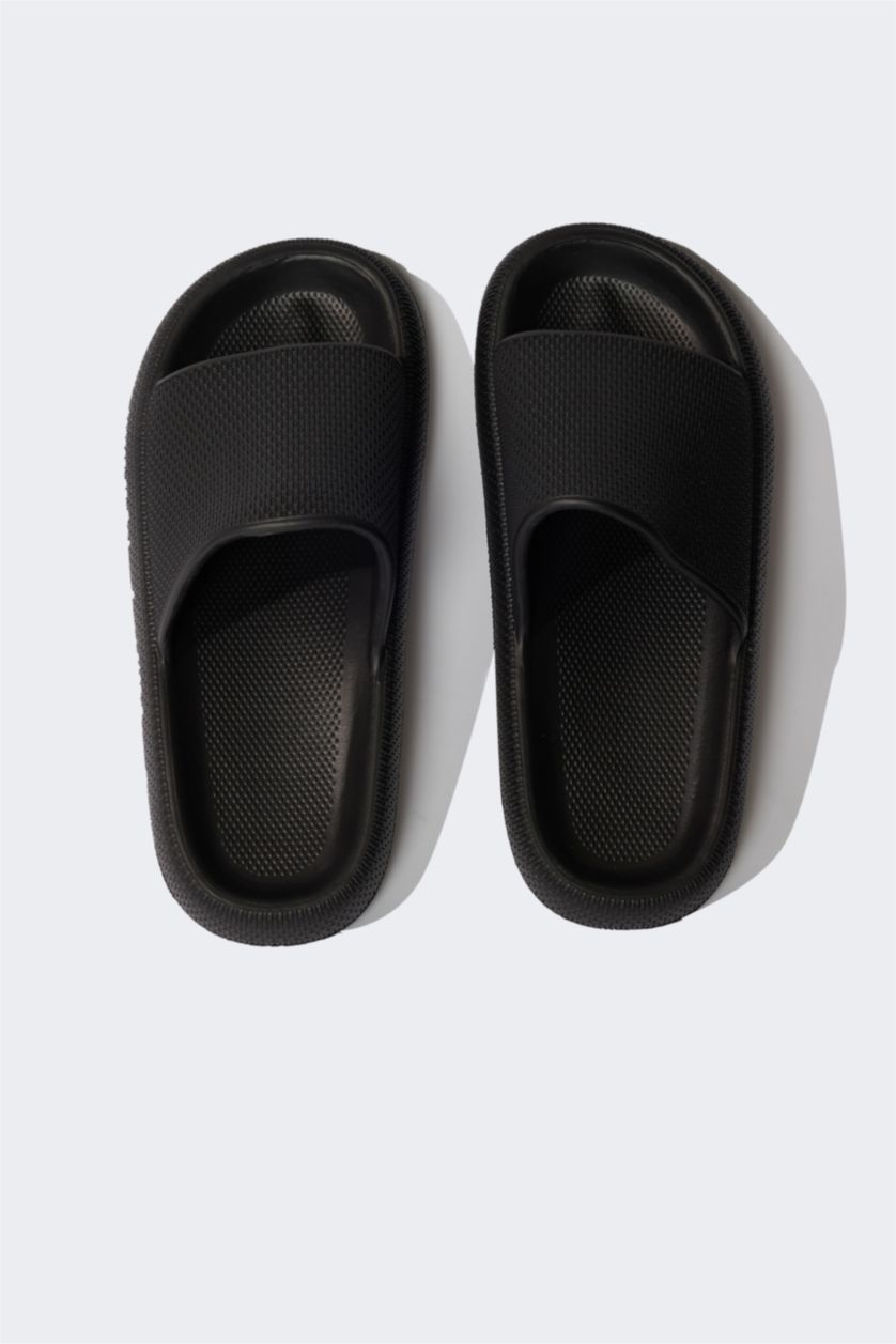 MAN Black Man Flat Sole Single Banded Eva Slippers