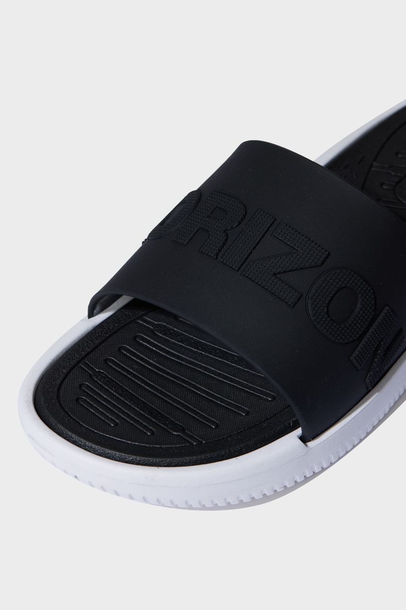 MAN Black Man Flat Base Single Band Faux Leather Slippers