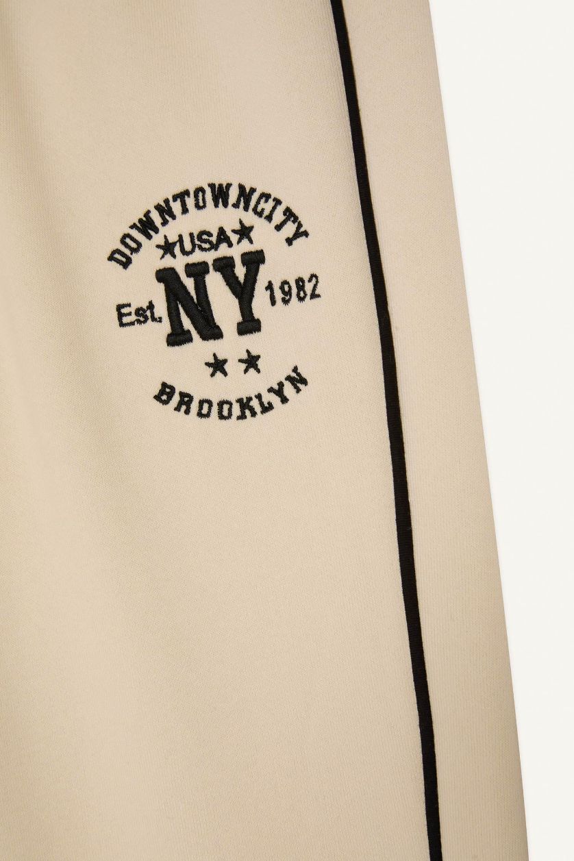 بناتي اللون الحجري بنطلون سويت بانتس بناتي جوجر قطن