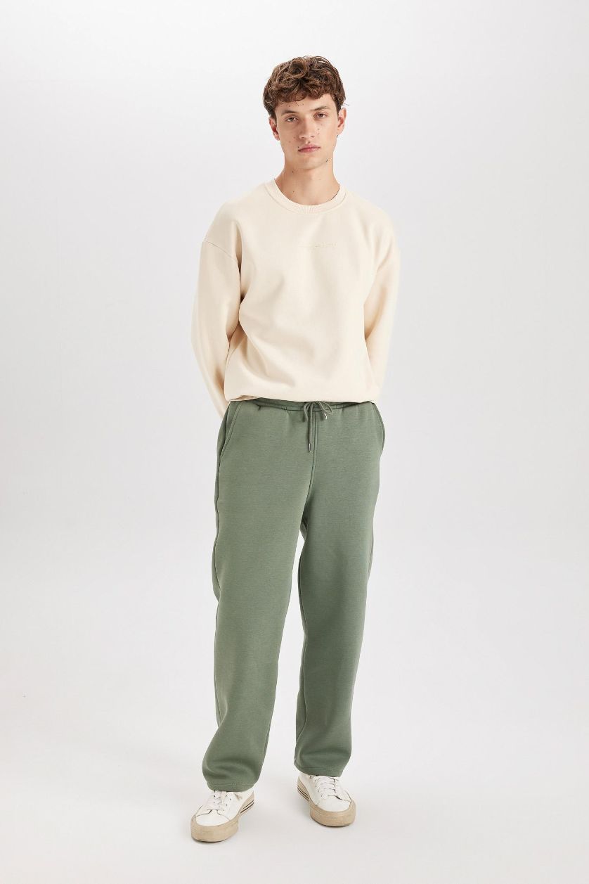 رجال كاكي سروال سويت بانتس قماش سميك قصة مريحة بثلاثة جيوب