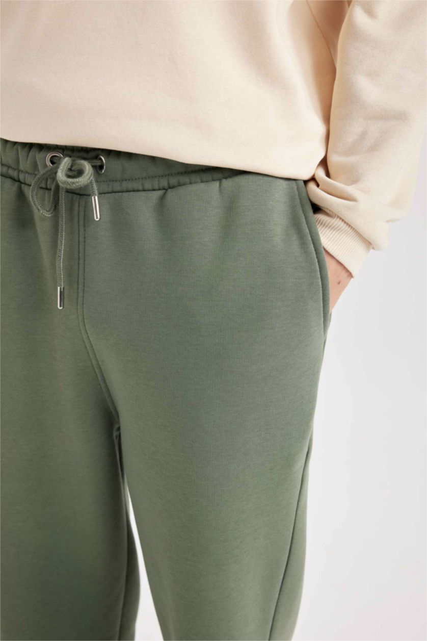 رجال كاكي سروال سويت بانتس قماش سميك قصة مريحة بثلاثة جيوب