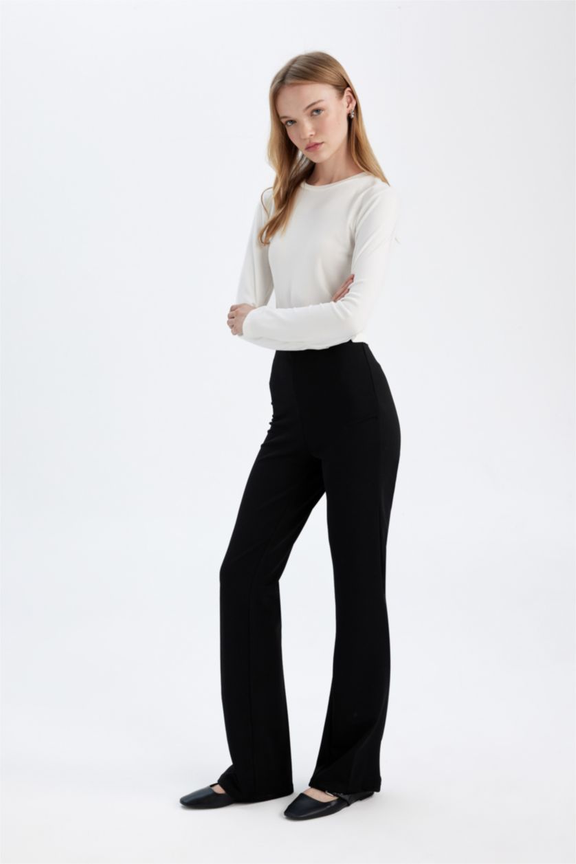 FEMME Noir Pantalon basique évasé