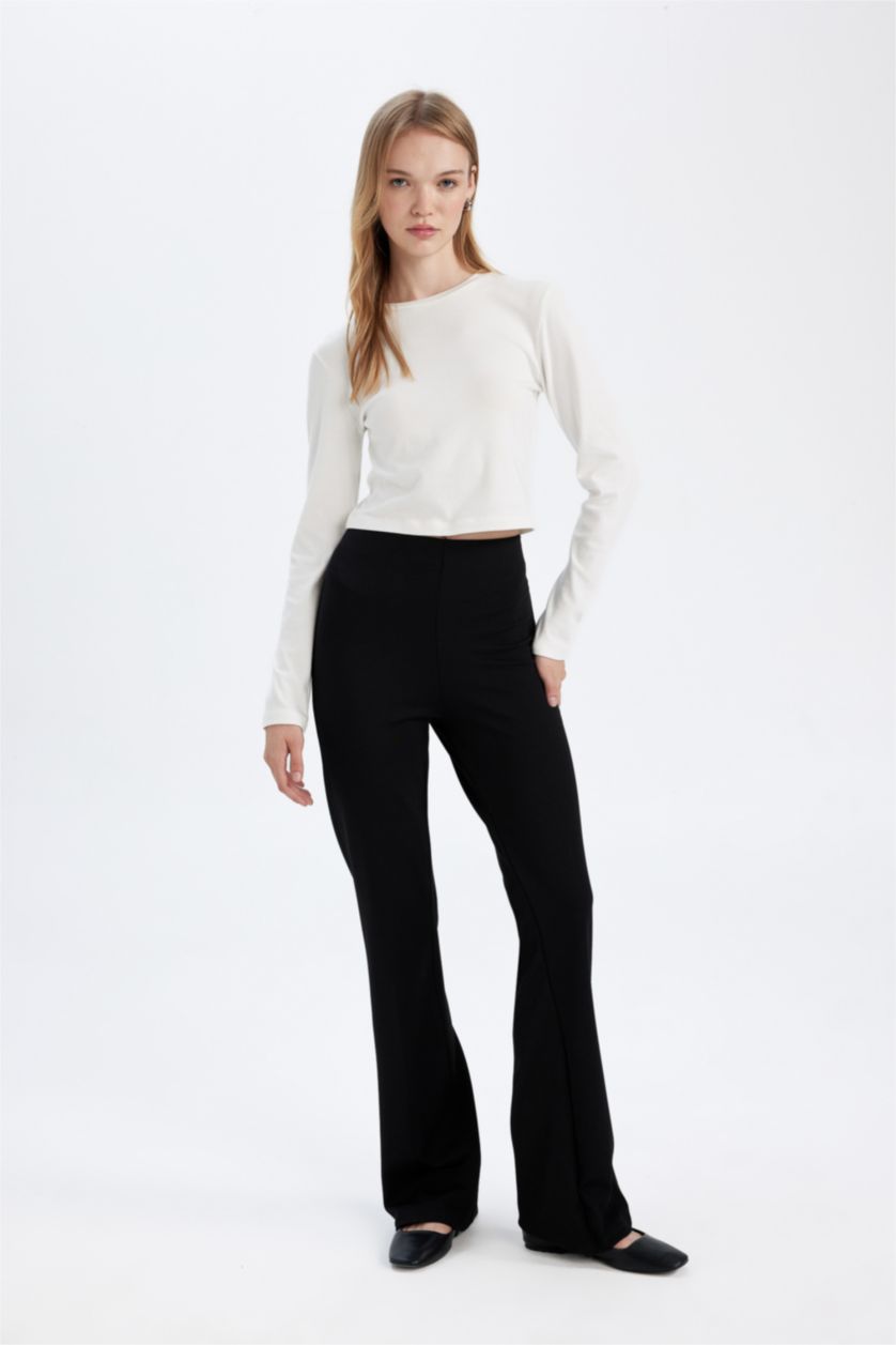 FEMME Noir Pantalon basique évasé
