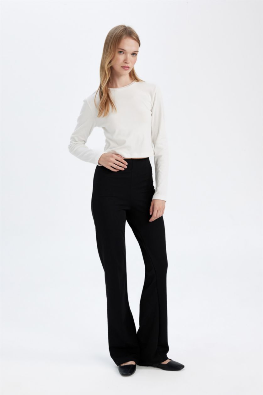 FEMME Noir Pantalon basique évasé