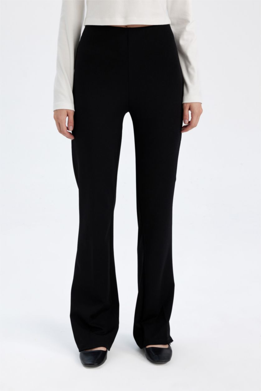 FEMME Noir Pantalon basique évasé