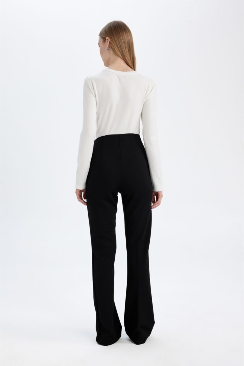 FEMME Noir Pantalon basique évasé