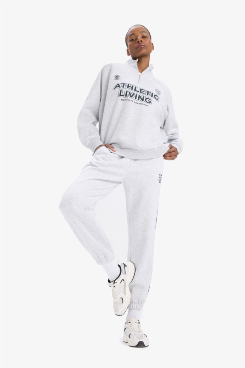 Женщины Серый меланж Спортивные штаны с принтом и стандартной длиной от DeFactoFit