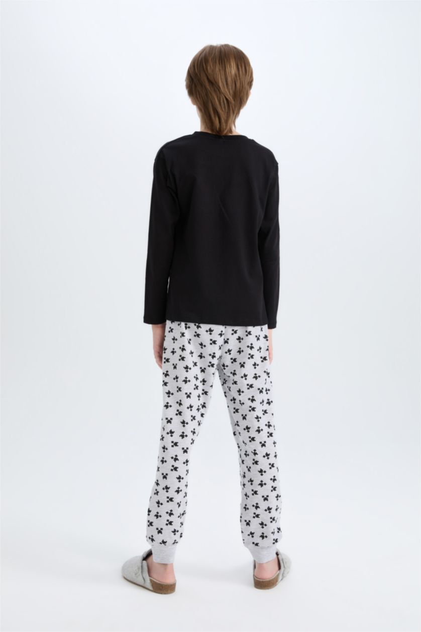 Erkek Çocuk - Genç Erkek Siyah Erkek Çocuk Minecraft Pijama Takımı Uzun Kollu Üst Beli Lastikli Uzun Alt