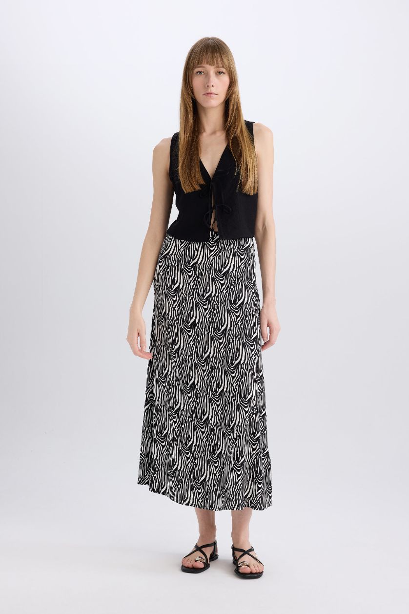 Женщины Черный Юбка макси A-силуэта с принтом и нормальной талией в марокканском стиле