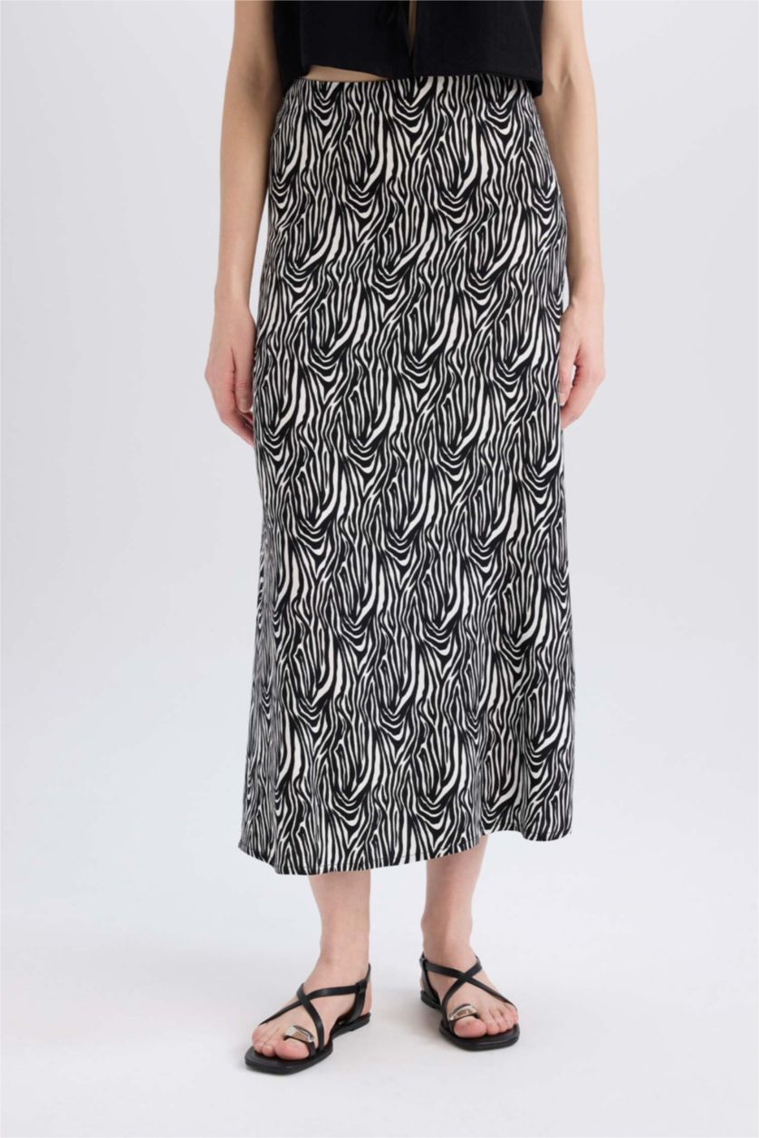 Женщины Черный Юбка макси A-силуэта с принтом и нормальной талией в марокканском стиле