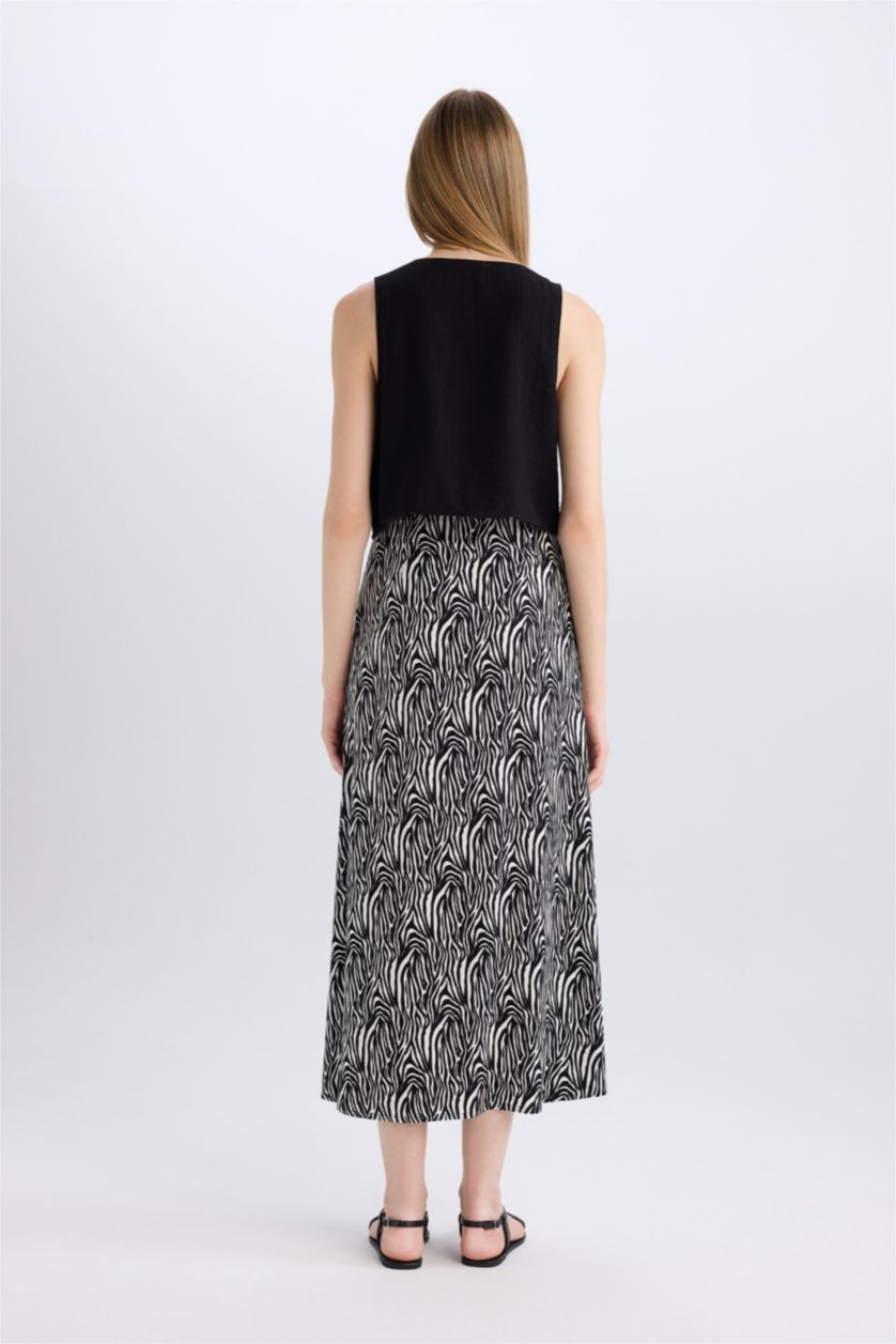 Женщины Черный Юбка макси A-силуэта с принтом и нормальной талией в марокканском стиле