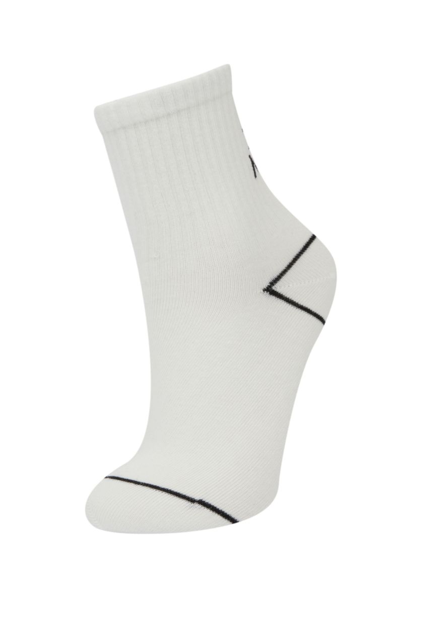 Erkek Çocuk - Genç Erkek Beyaz Erkek Çocuk 5'li Pamuklu Uzun Çorap