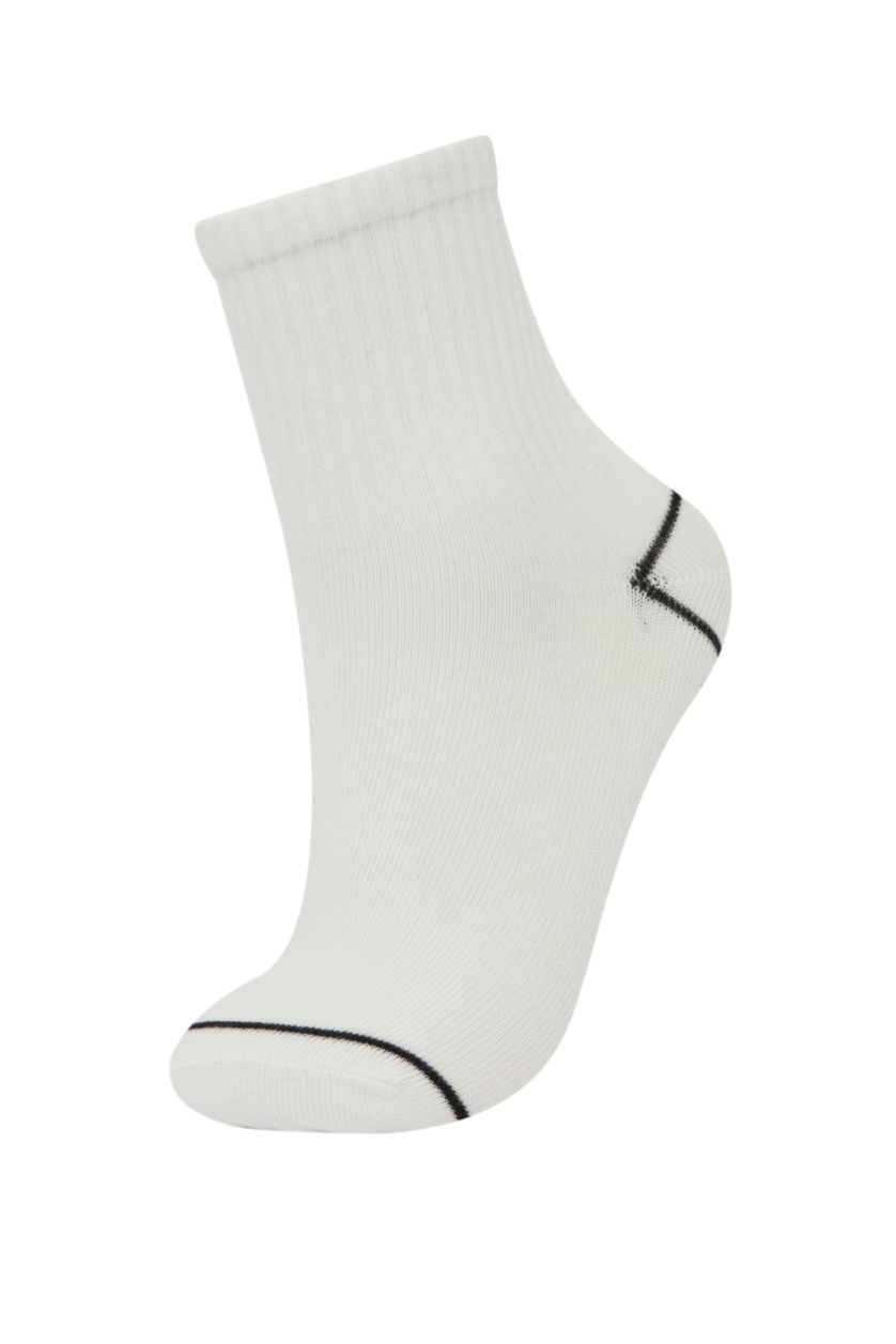Erkek Çocuk - Genç Erkek Beyaz Erkek Çocuk 5'li Pamuklu Uzun Çorap