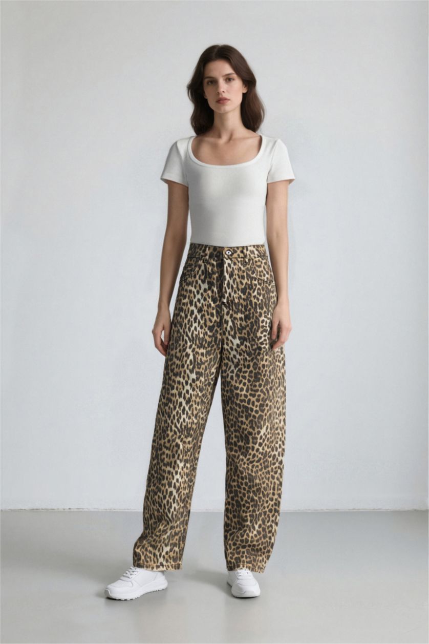 Women Brown High Waist Baggy Fit Trousers