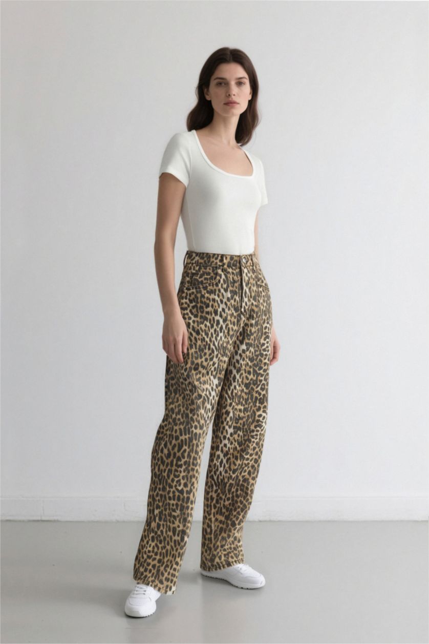 Women Brown High Waist Baggy Fit Trousers