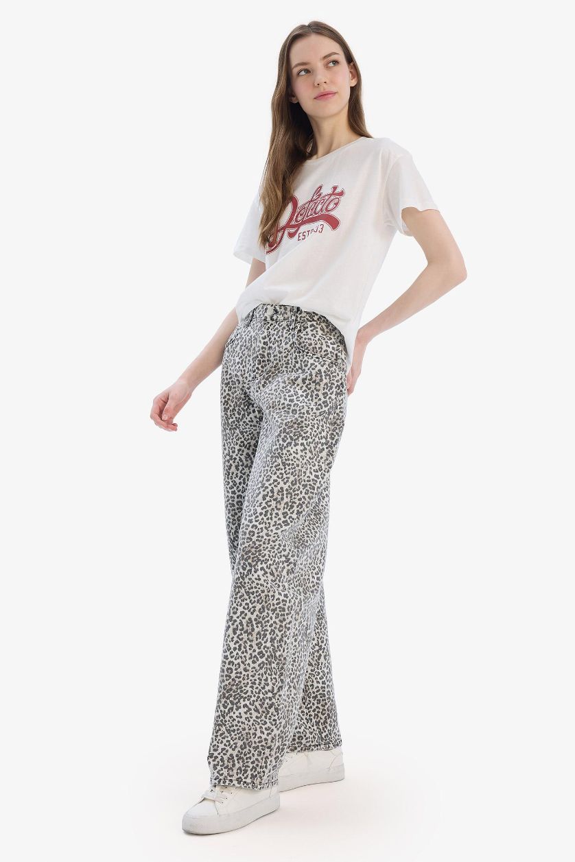 WOMAN Ecru Baggy Fit High Waist Standard Length Gabardine Trousers