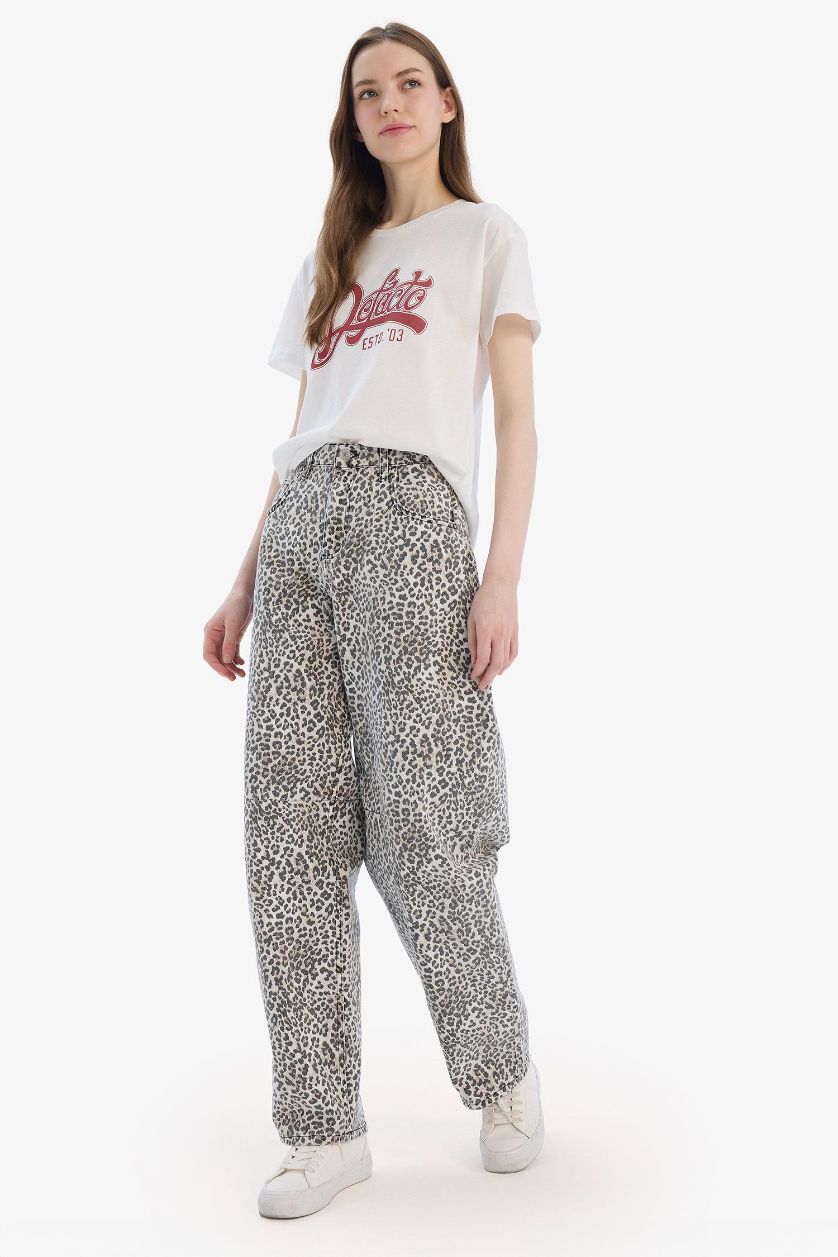 WOMAN Ecru Baggy Fit High Waist Standard Length Gabardine Trousers