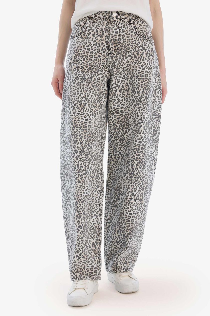 WOMAN Ecru Baggy Fit High Waist Standard Length Gabardine Trousers