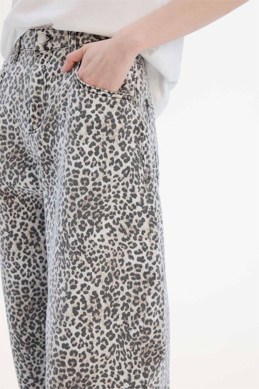 WOMAN Ecru Baggy Fit High Waist Standard Length Gabardine Trousers