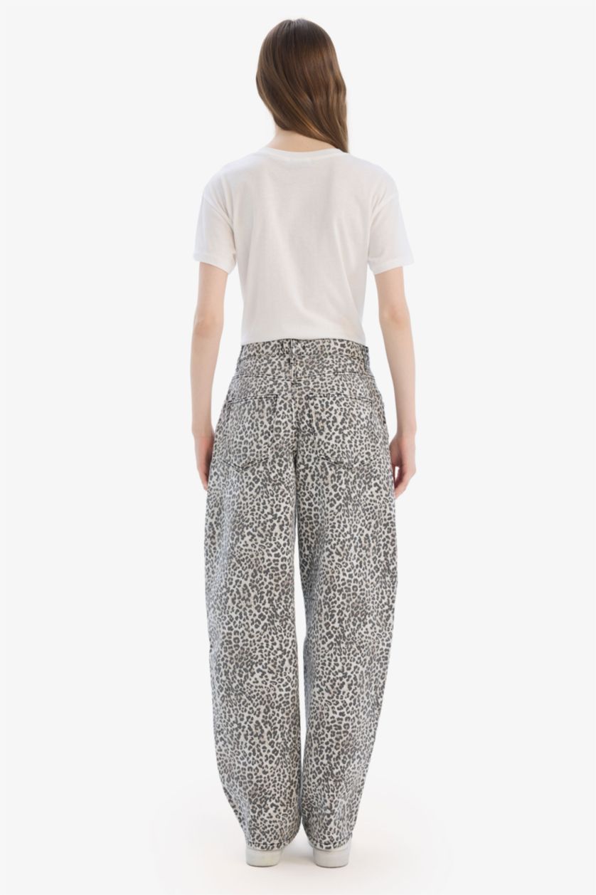 WOMAN Ecru Baggy Fit High Waist Standard Length Gabardine Trousers