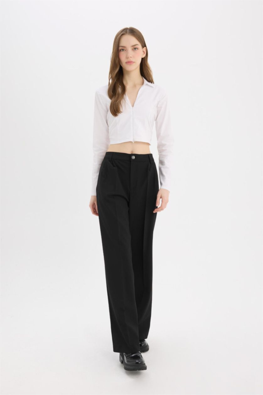 WOMAN Black High Waist Wide Leg Trousers