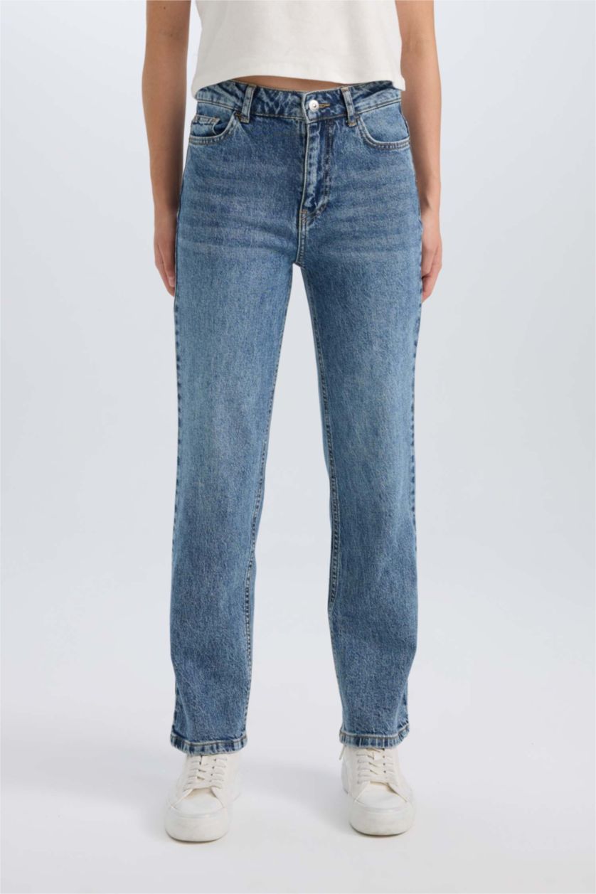 WOMAN Blue High Waist Trousers