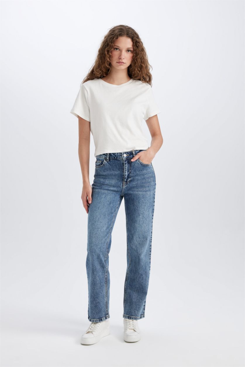 WOMAN Blue High Waist Trousers