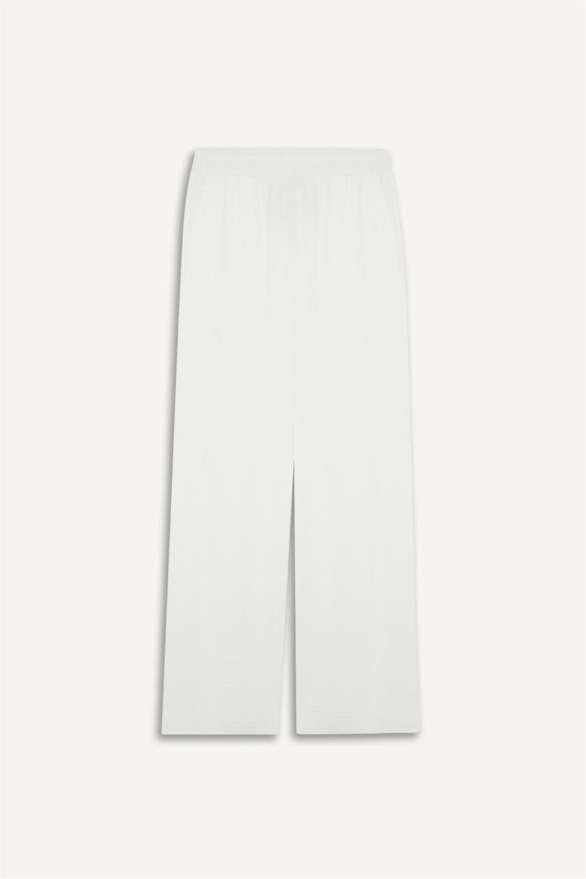 نساء اوف وايت سروال كريب واسع بخصر مطاطي