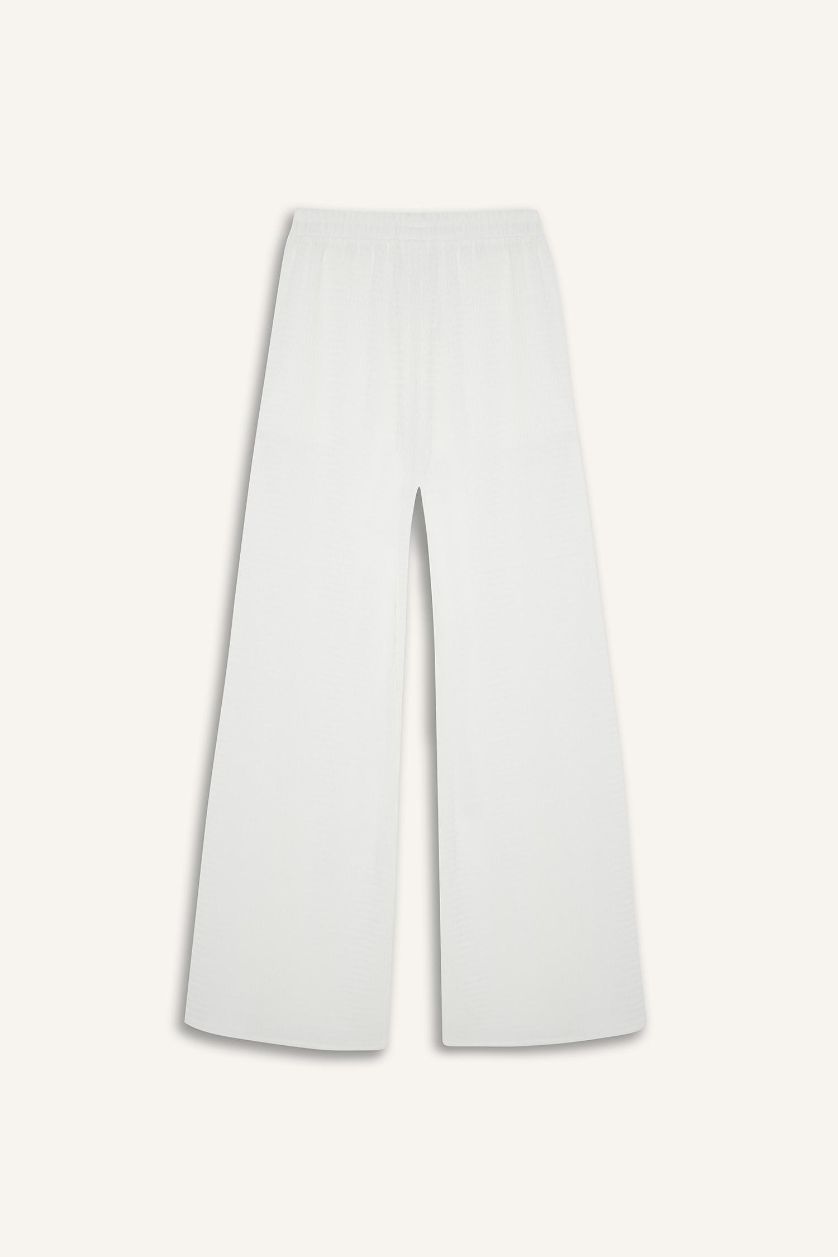 نساء اوف وايت سروال كريب واسع بخصر مطاطي