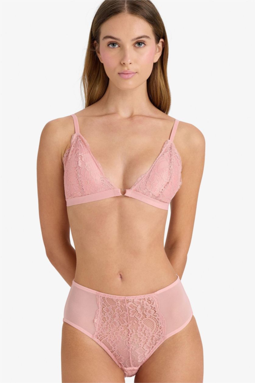 Kadın Gülkurusu Dantel Detaylı Slip Külot