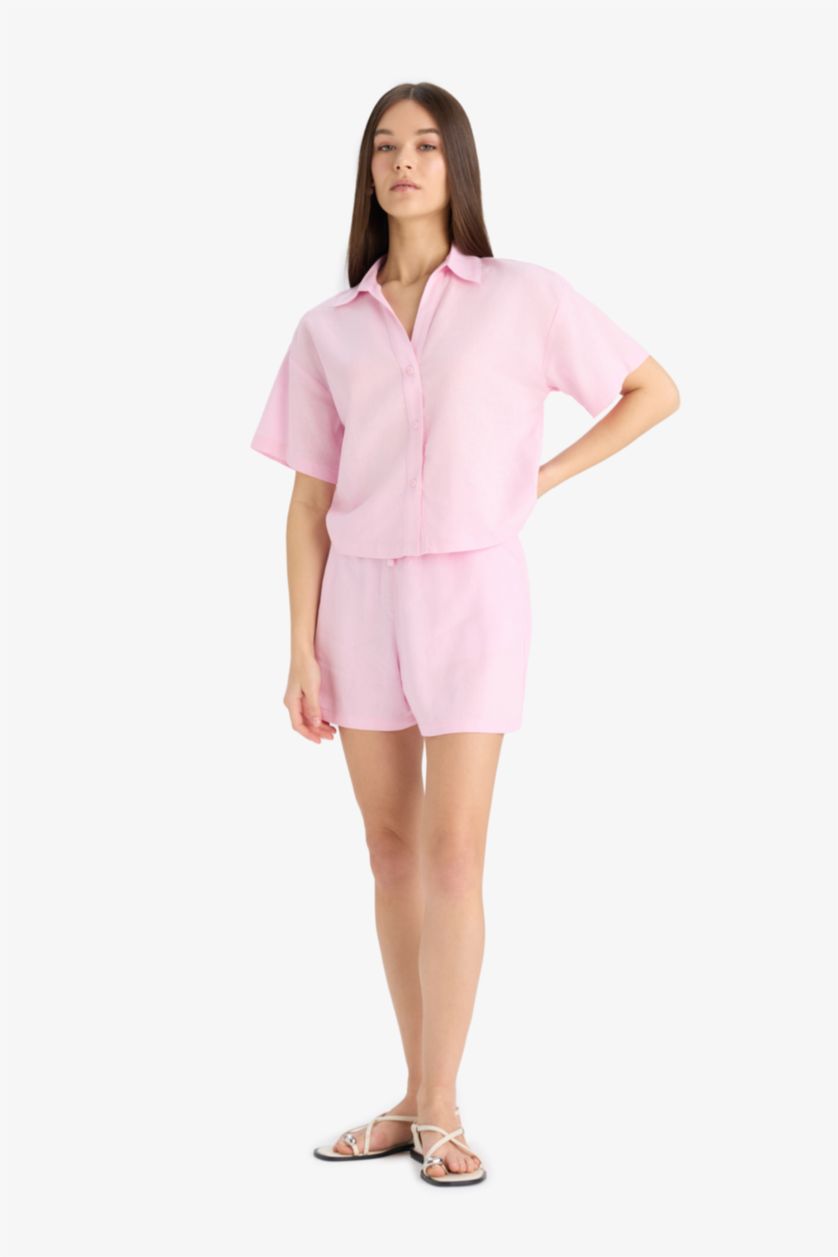 Әйелдерге Ашық Қызғылт Шолақ шалбар