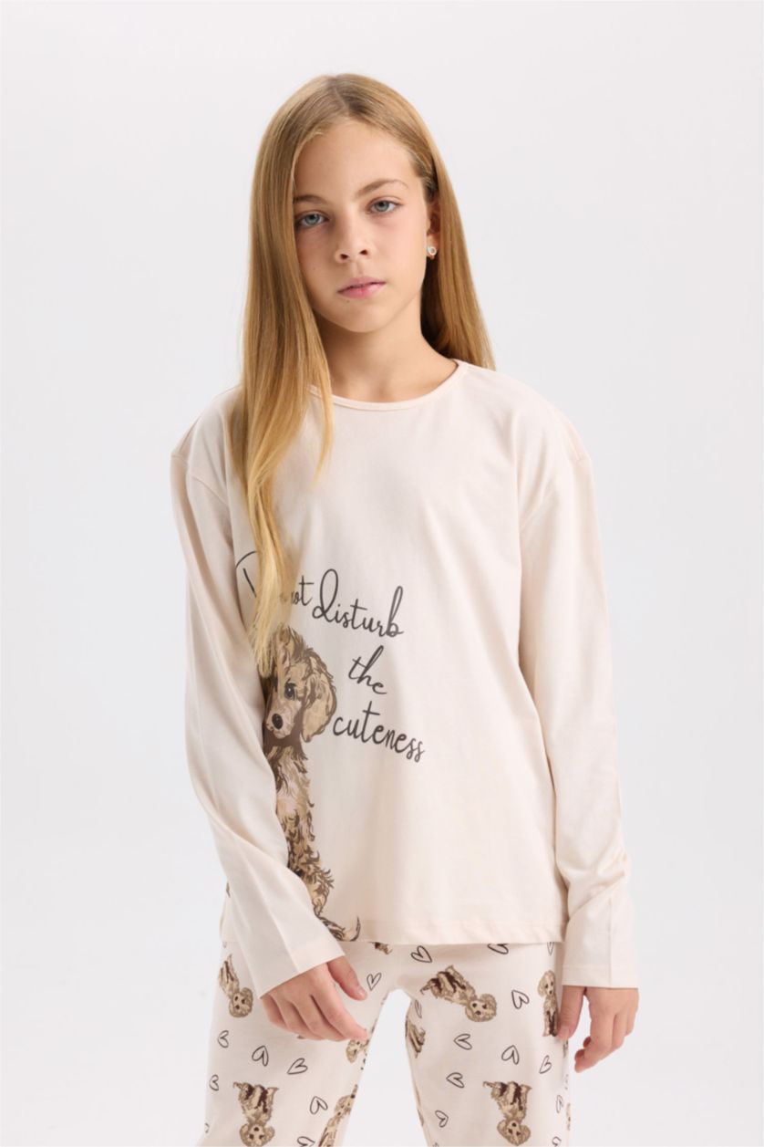 Young Girls - Teen Girls Ecru 2 piece Regular Fit Knitted Pyjamas