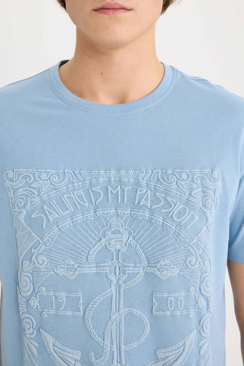 MAN Blue Regular Fit Crew Neck Short Sleeve T-Shirt