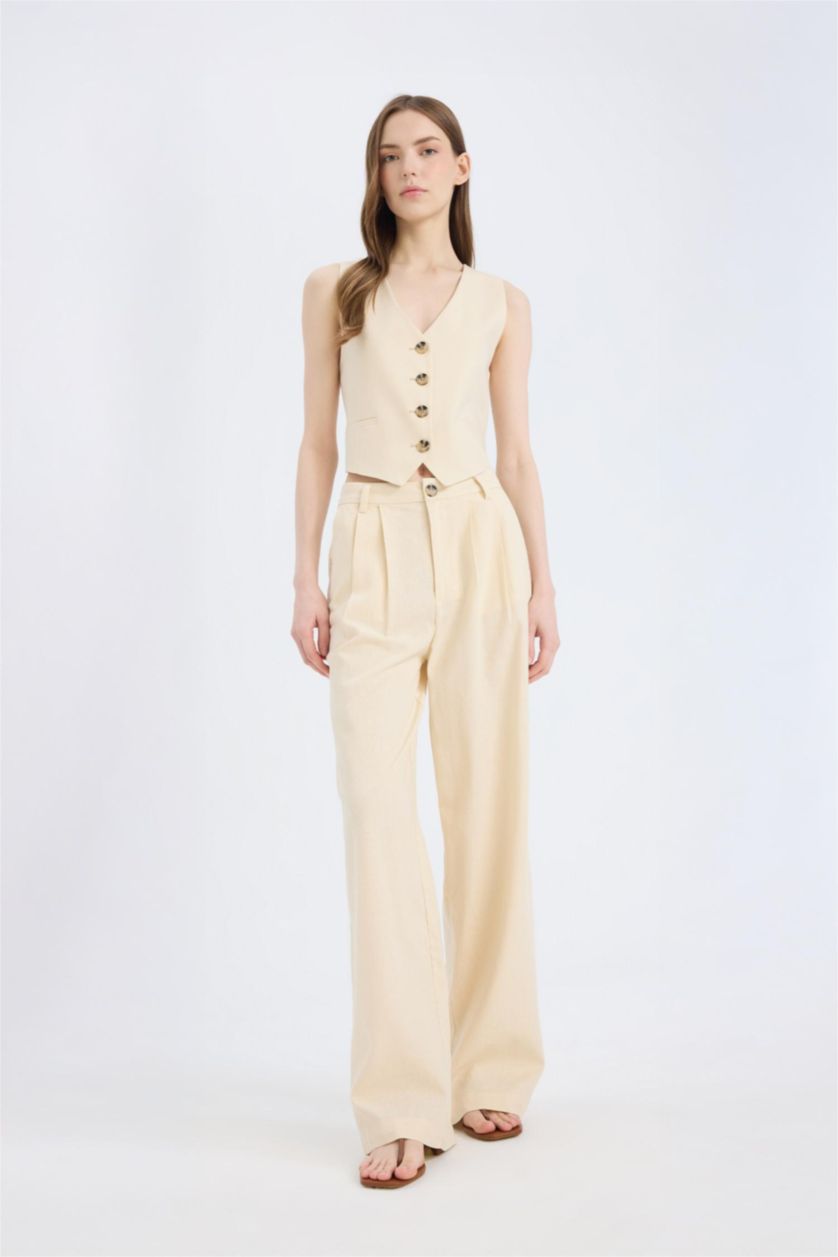 Әйелдерге ашық реңк кең аяқ зығыр қоспасы Шалбар