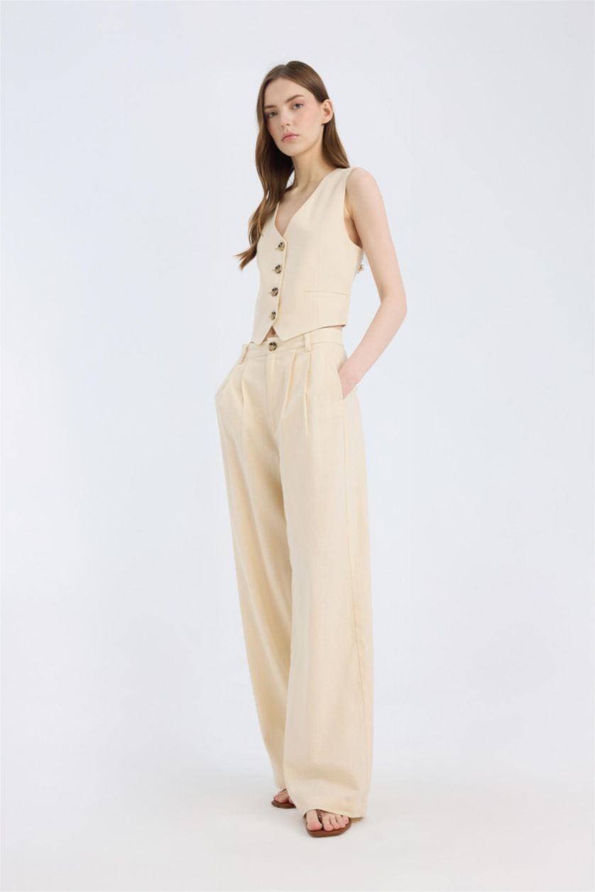 Әйелдерге ашық реңк кең аяқ зығыр қоспасы Шалбар