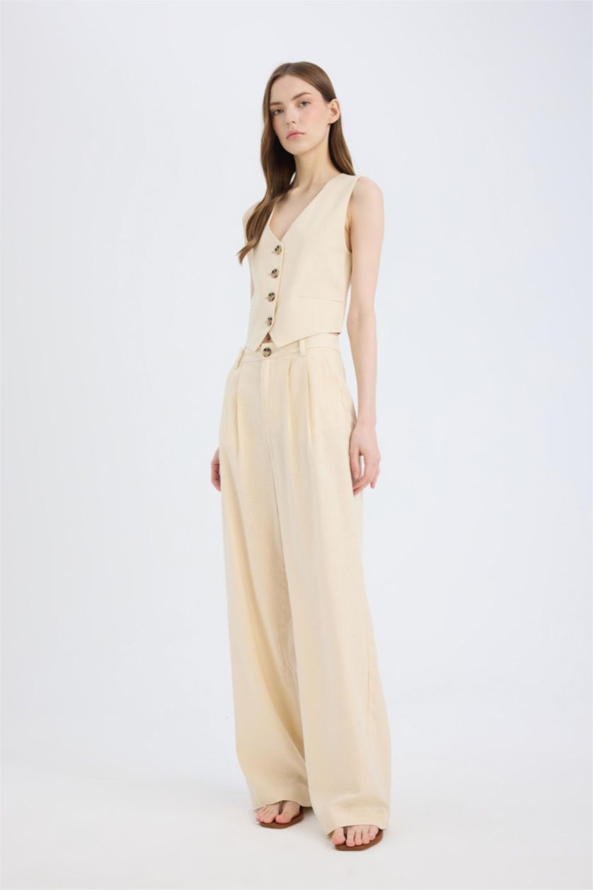 Әйелдерге ашық реңк кең аяқ зығыр қоспасы Шалбар