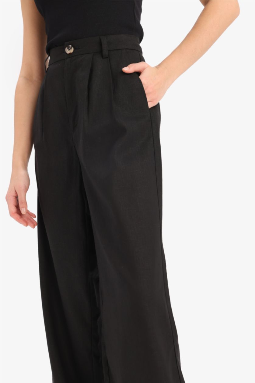 Женщины Черный Wide Leg из льна