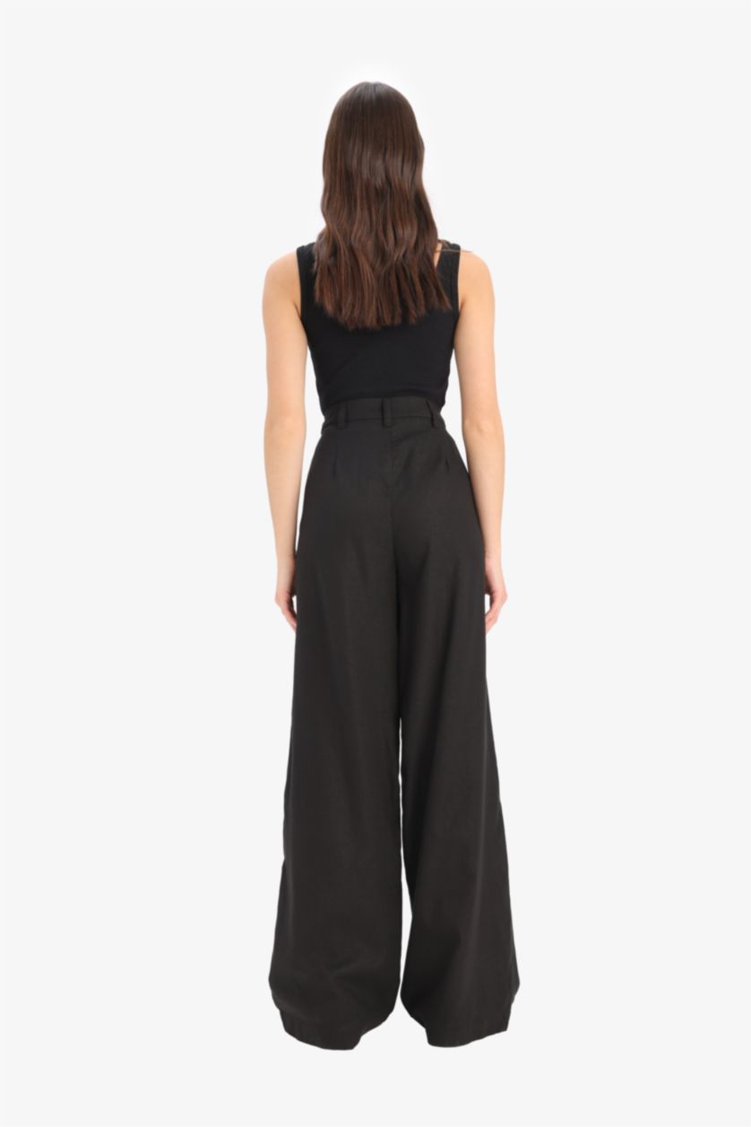 Женщины Черный Wide Leg из льна