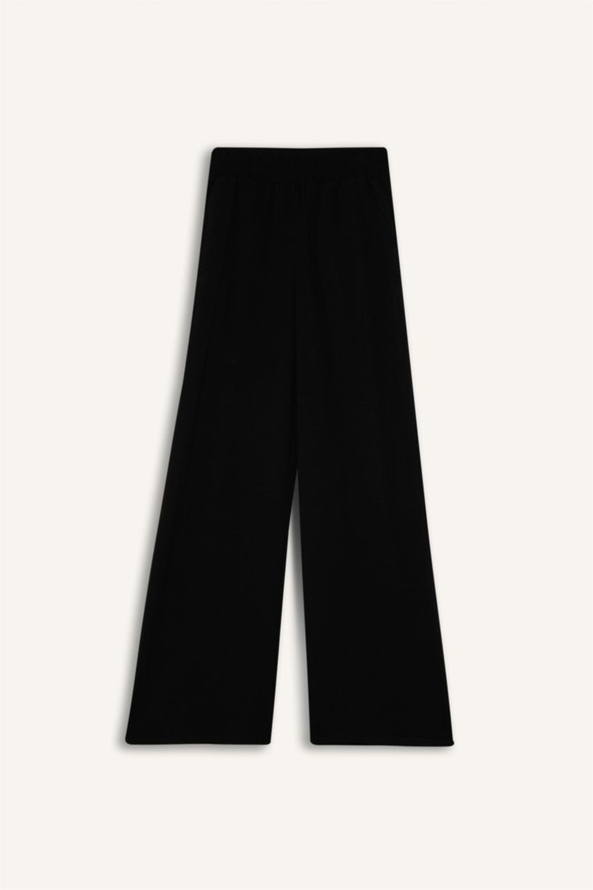 WOMAN Black Wide Leg Normal Waist Standard Length Trousers