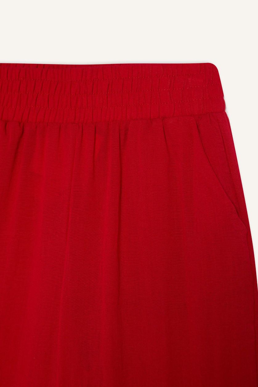 FEMME Rouge Pantalon large à taille standard avec poches