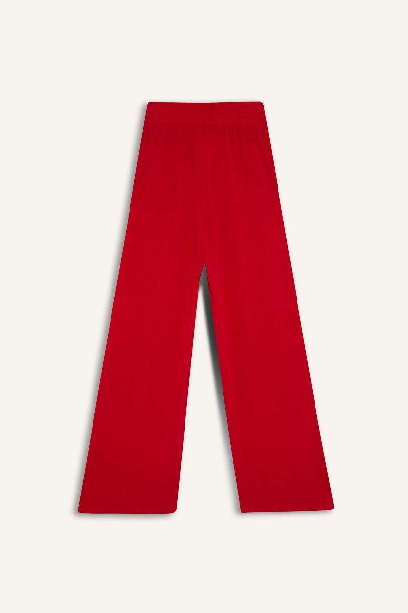 FEMME Rouge Pantalon large à taille standard avec poches