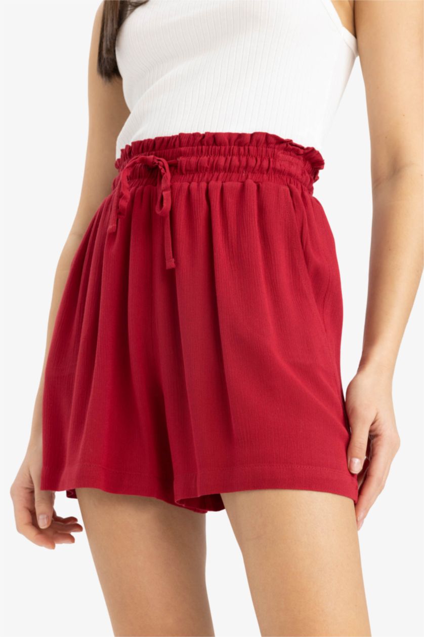Женщины Бордовый Шорты из вискозы с эластичной талией