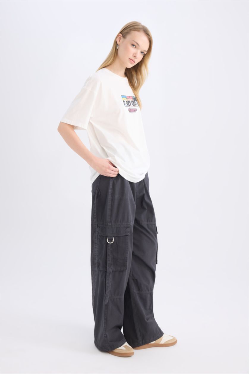 Женщины Антрацит Coool габардин карго брюки с нормальной талией