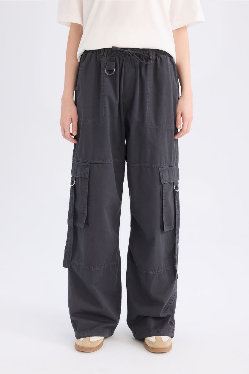 Женщины Антрацит Coool габардин карго брюки с нормальной талией